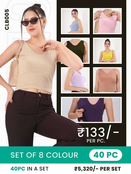Clobulk Women Top (Set of 40 PC - 8 Colour)- ₹133/ per pc