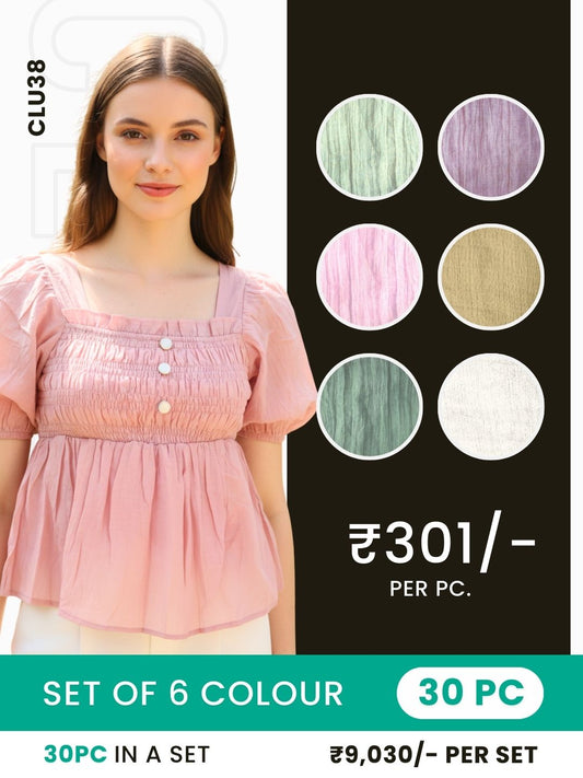 Clobulk Women Top (Set of 30 Pc- 6 Colour)- ₹301/ per pc