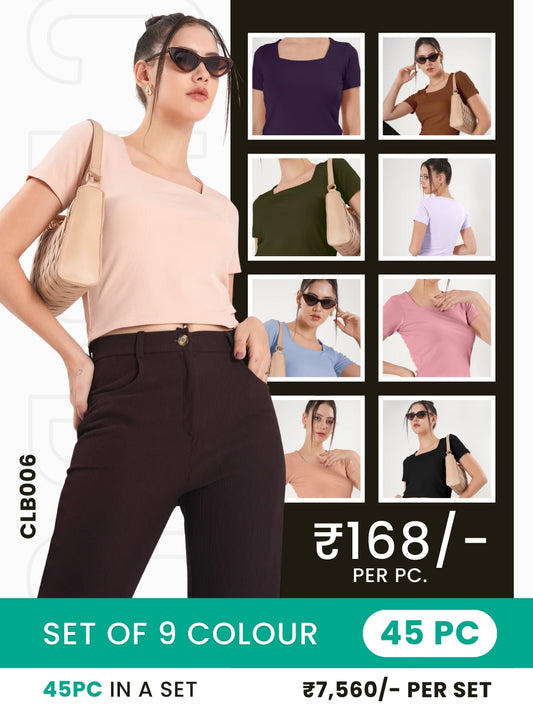 Clobulk Women Top (Set of 45Pc - 9 Colour)- ₹168/ per pc