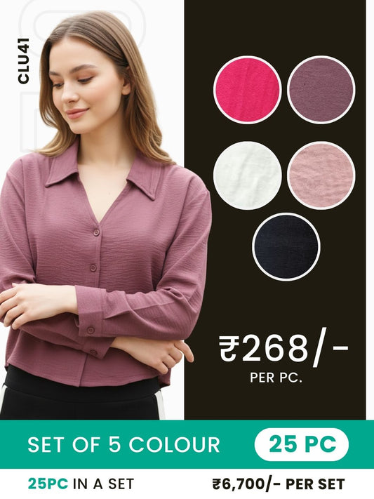 Clobulk Women Shirt (Set of 25 Pc- 5 Colour)- ₹268/ per pc