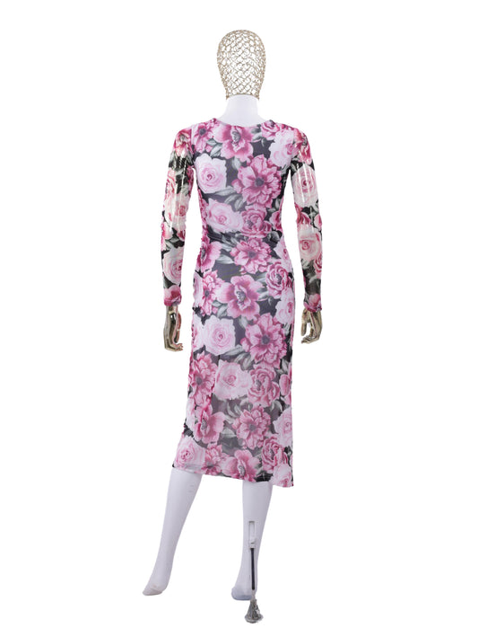 Pink Floral Dress For Womens