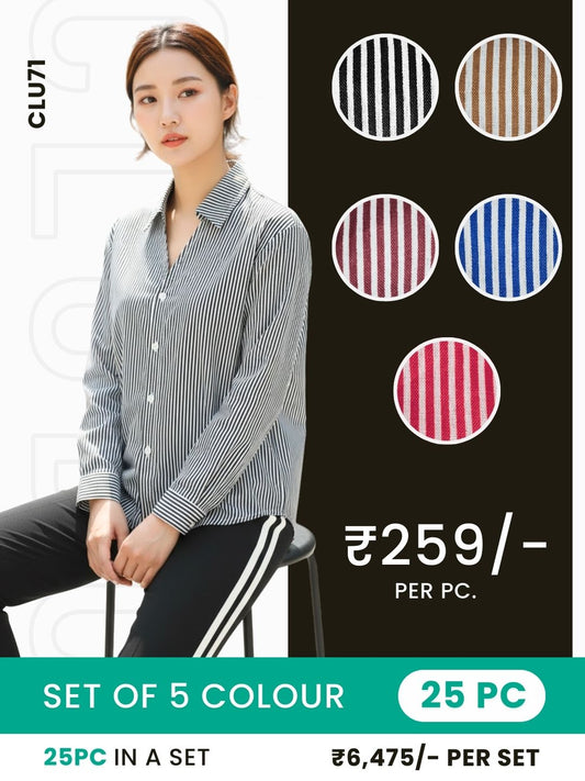 Clobulk Women Shirt (Set of 25 Pc- 5 Colour)- ₹259/ per pc
