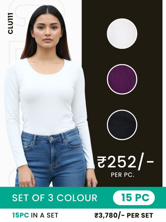 Clobulk Solid Top (Set of 15 PC - 3 Colour)- ₹252/ per pc