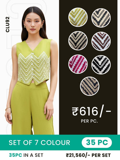 Clobulk Women Co-ord Set (Set of 35 Pc- 7 Colour)- ₹616/ per pc