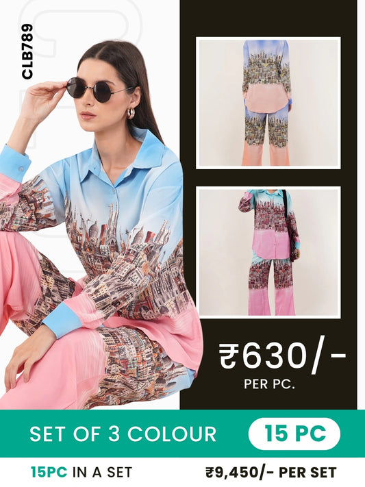 Clobulk Women Co-ord Set Set (Set of 15Pc - 3 Colour)- ₹630/per pc