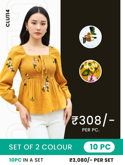 Clobulk Floral Top (Set of 10 PC - 2 Colour)- ₹308/ per pc