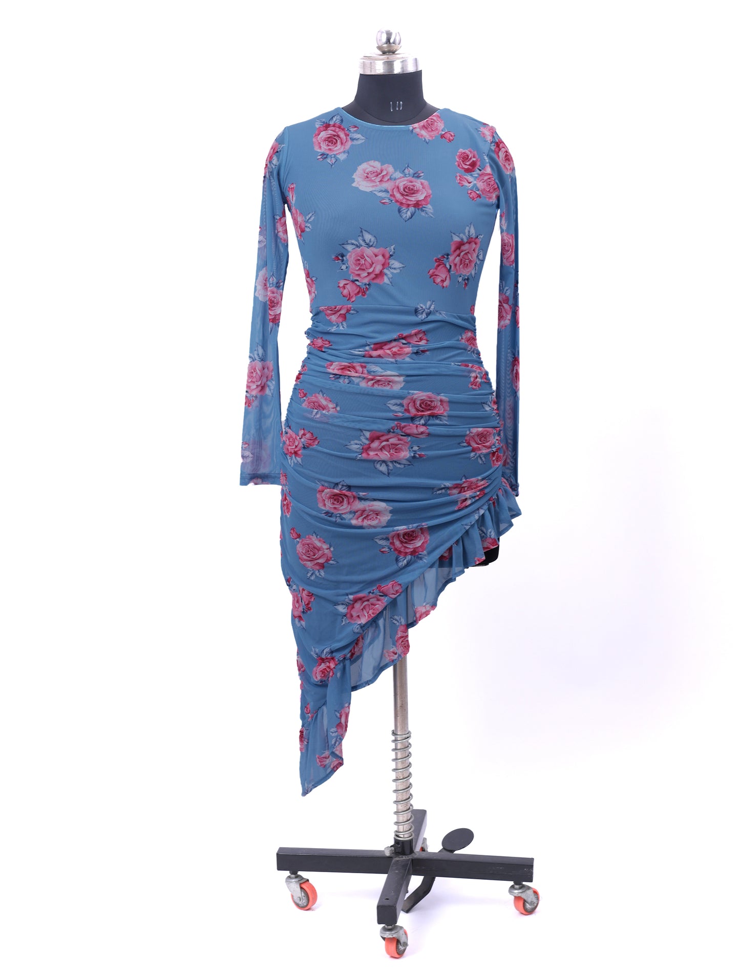 Sky-Blue Floral Party Dress For Womens