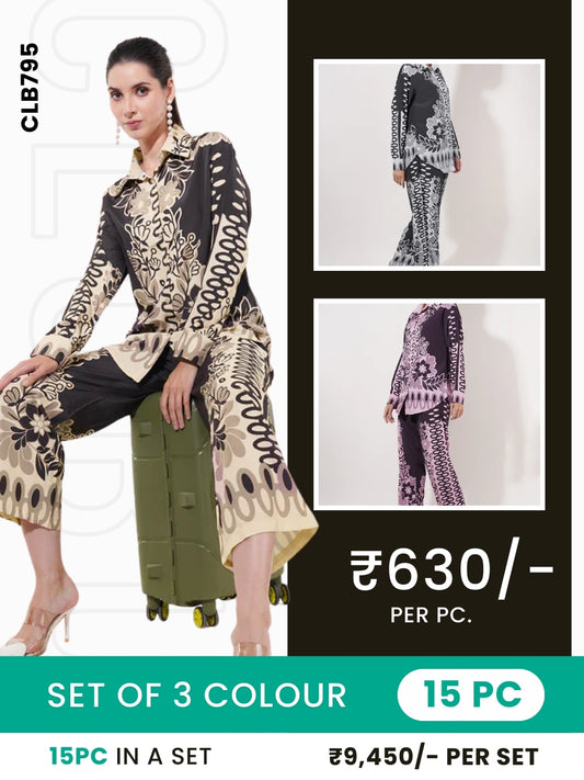 Clobulk Women Co-ord Set Set (Set of 15Pc - 3 Colour)- ₹630/per pc