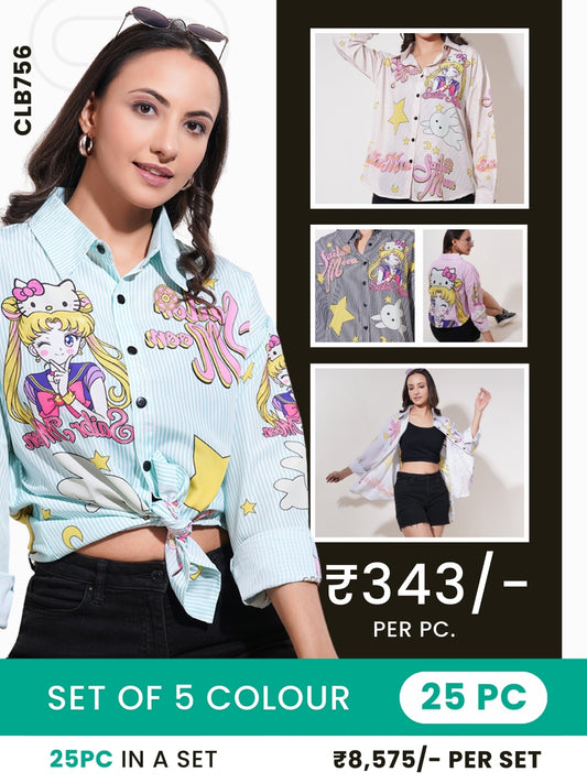 Clobulk Women Shirt (Set of 25 PC - 5 Colour)- ₹343/per pc