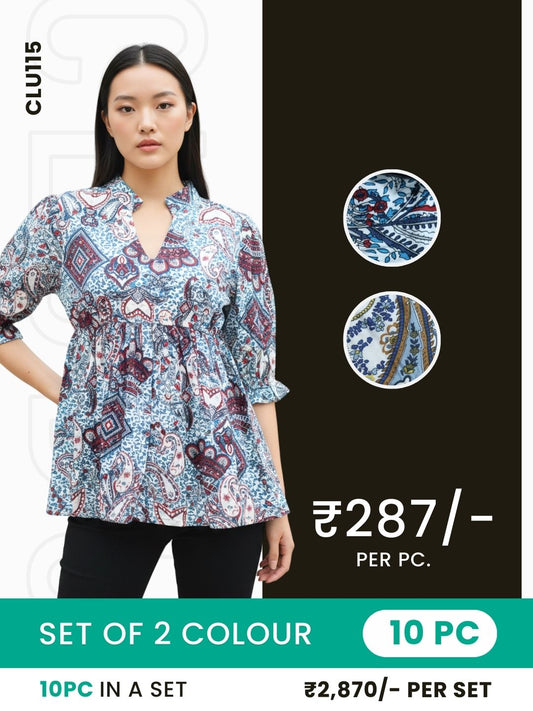 Clobulk Floral Top (Set of 10 PC - 2 Colour)- ₹287/ per pc