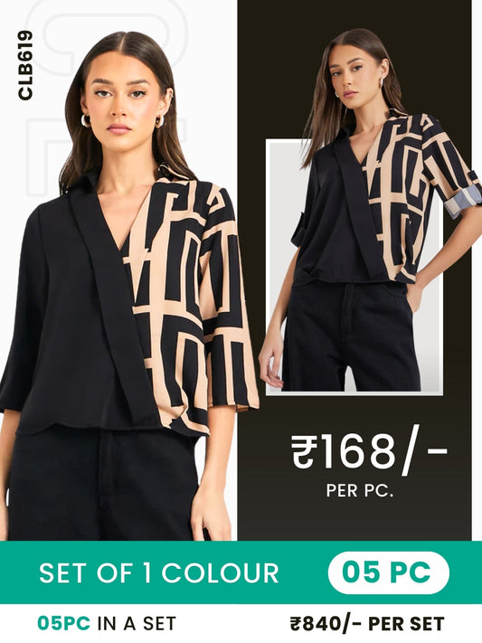 Clobulk Women Printed Top (Set of 5 Pc)- ₹168/per pc