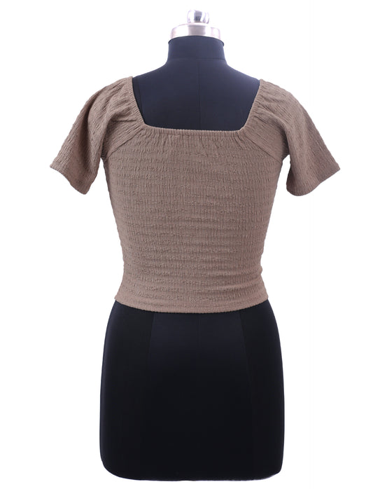 Brown Sweetheart Neck Top For Womens