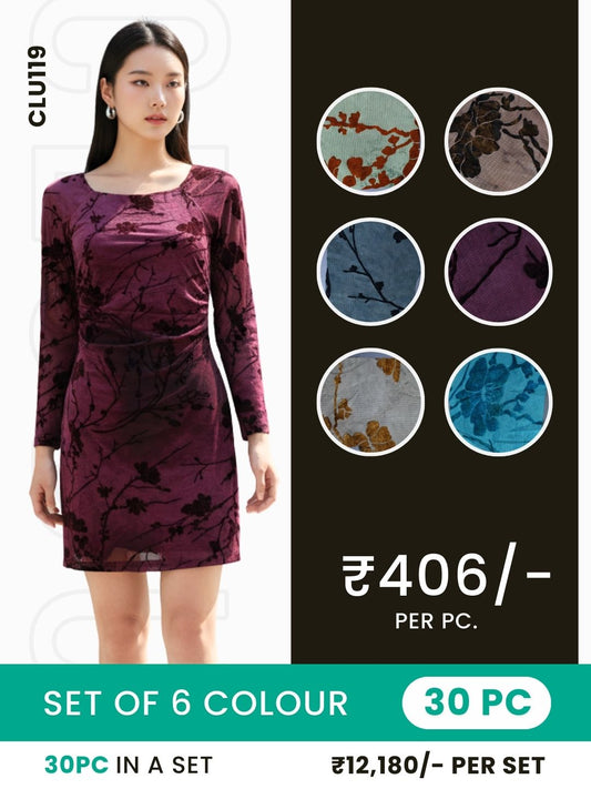 Clobulk Floral Dress (Set of 30 PC - 6 Colour)- ₹406/ per pc