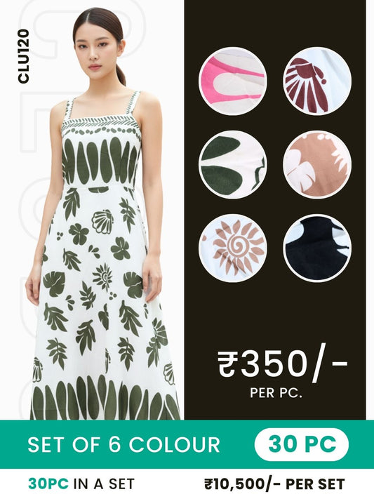 Clobulk Floral Dress (Set of 30 PC - 6 Colour)- ₹350/ per pc