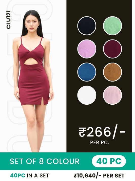 Clobulk Mini Dress (Set of 40 PC - 8 Colour)- ₹266/ per pc