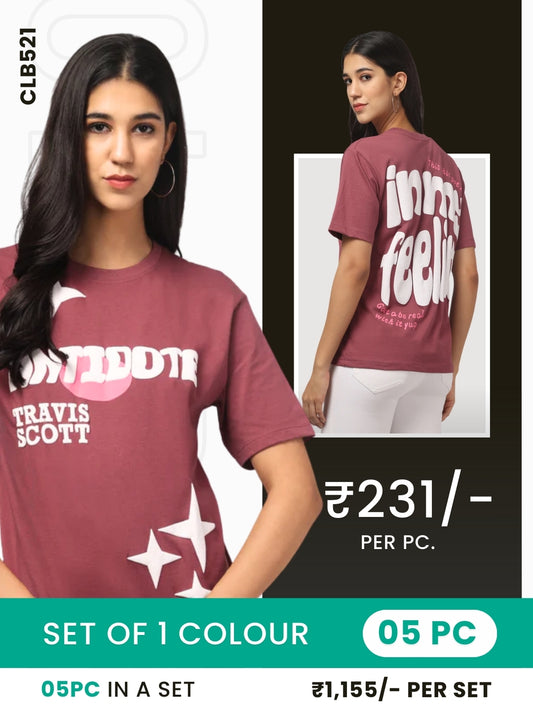 Clobulk Women T-shirt (Set of 5 Pc)- ₹231/ per pc
