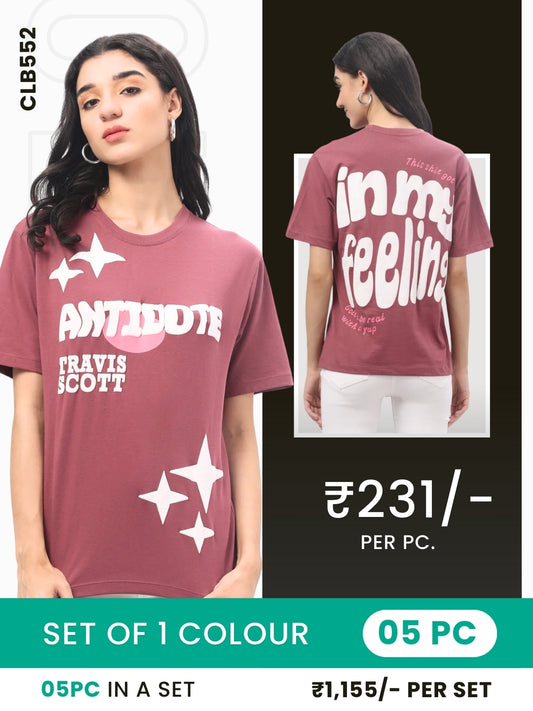Clobulk Women Tshirt (Set of 5 PC - 1 Colour)- ₹231/ per pc
