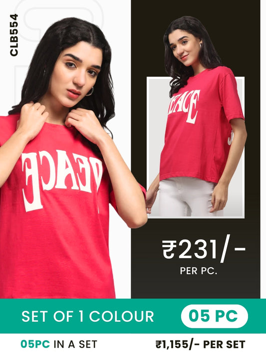 Clobulk Women Tshirt (Set of 5 PC - 1 Colour)- ₹231/ per pc