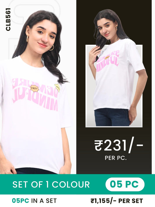 Clobulk Women Tshirt (Set of 5 PC - 1 Colour)- ₹231/ per pc
