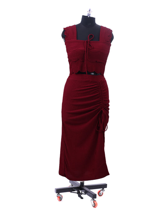 Maroon Party Wear Co ord Set For Womens