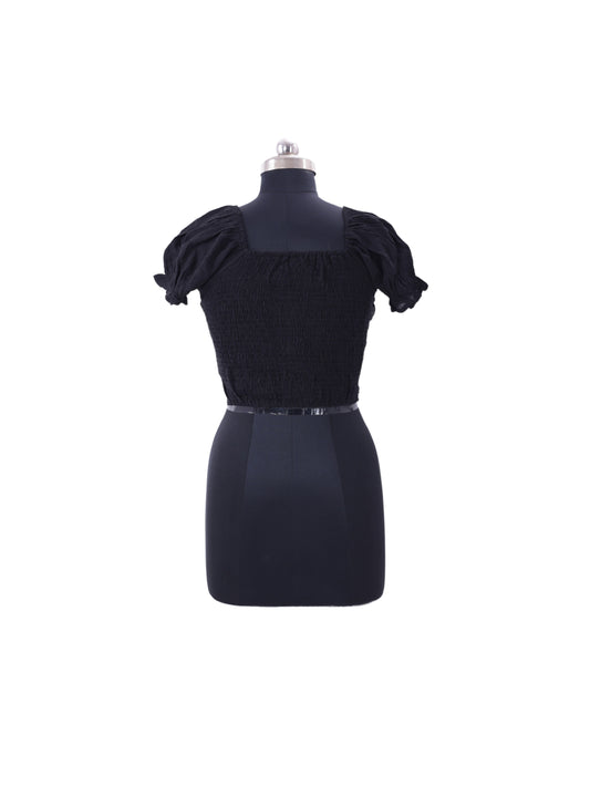 Black Deep Neck Top For Womens