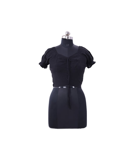 Black Deep Neck Top For Womens