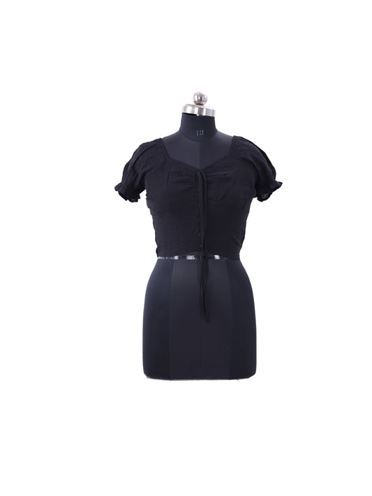 Black Deep Neck Top For Womens