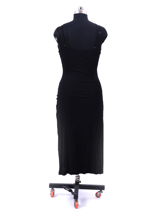 Black Sleeveless Slit Midi Dress For Womens