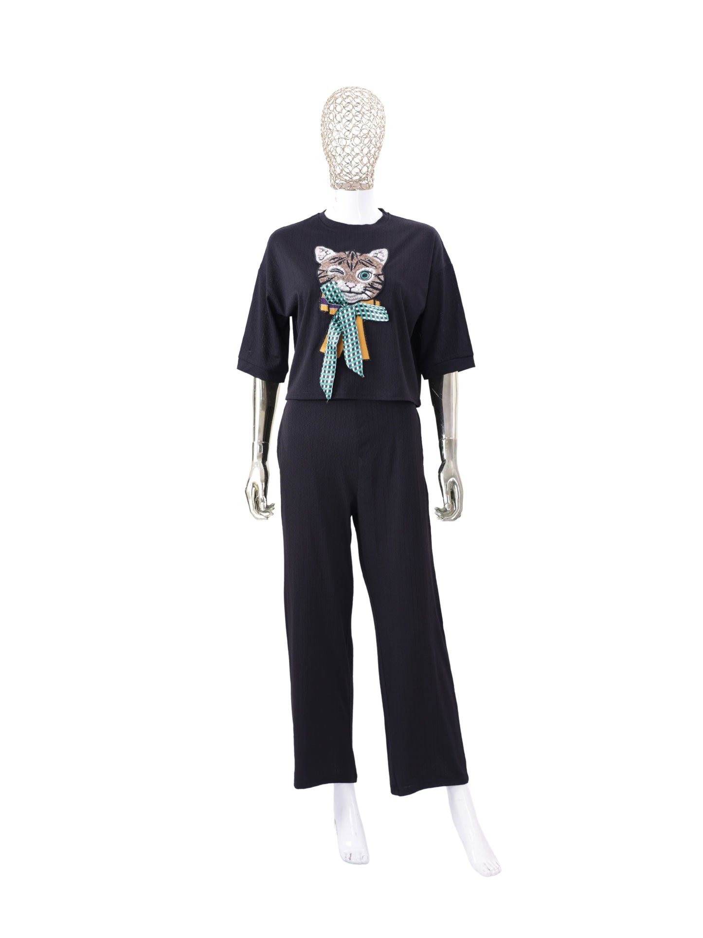 Black Cat Patch Co ord Set Women