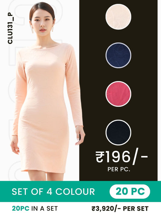 Clobulk Women Bodycon Dress (Set of 20 PC - 4 Colour)- ₹196/ per pc