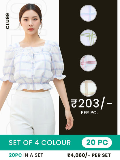 Clobulk Checked Top (Set of 20 PC - 4 Colour)- ₹203/ per pc