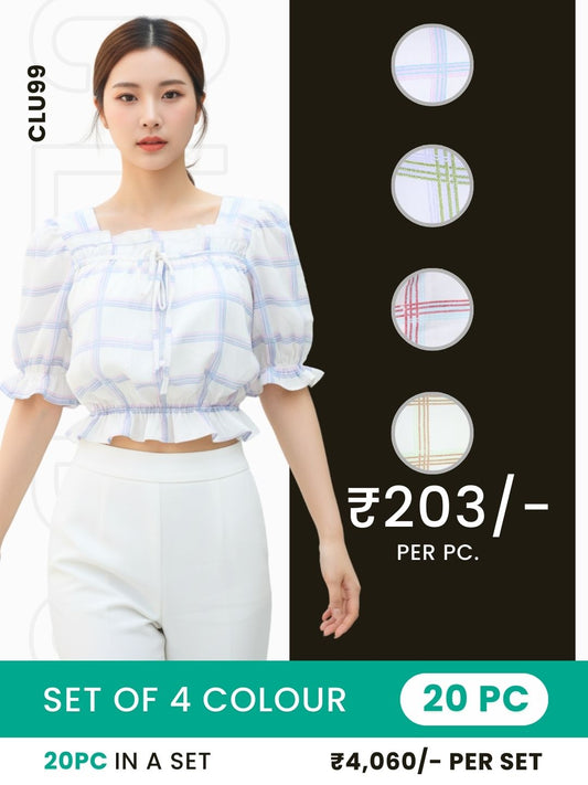 Clobulk Checked Top (Set of 20 PC - 4 Colour)- ₹203/ per pc