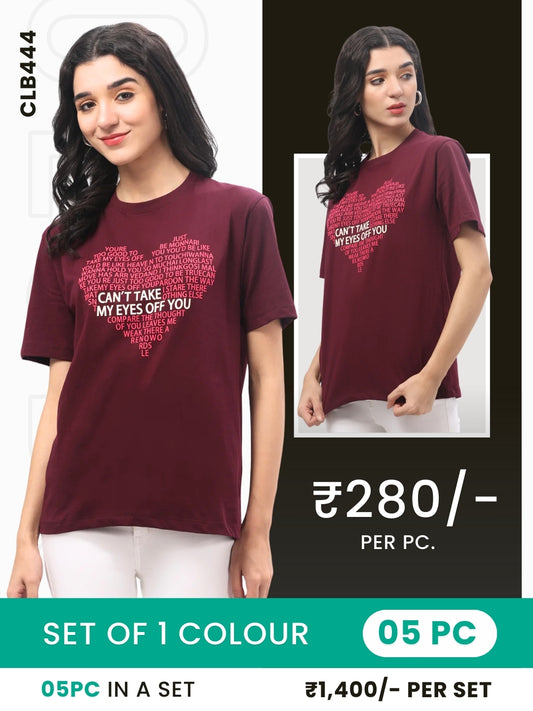 Clobulk Women T-shirt (Set of 5 Pc)- ₹280/ per pc