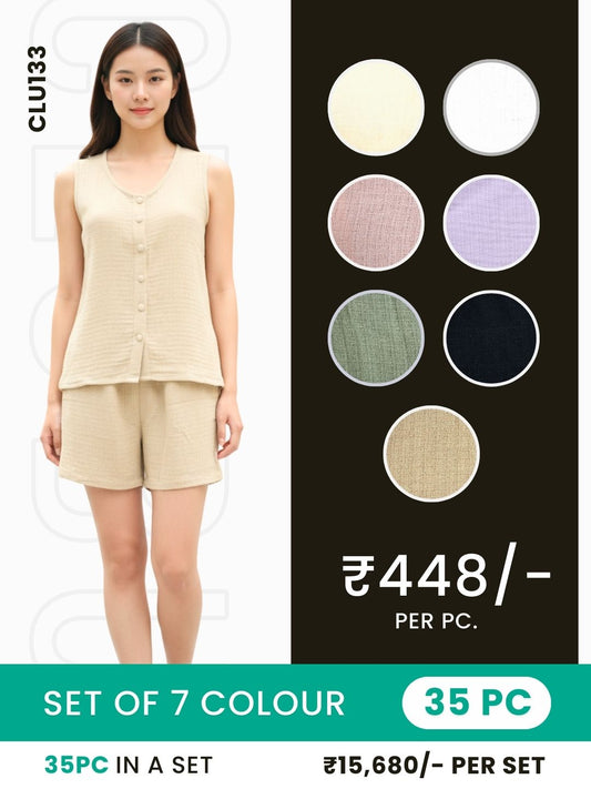 Clobulk Women Co-ord Set (Set of 35 PC - 7 Colour)- ₹448/ per pc