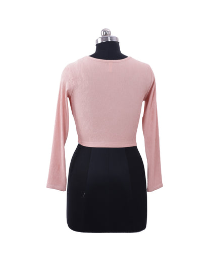 Beige Full Sleeves Crop Top For Women
