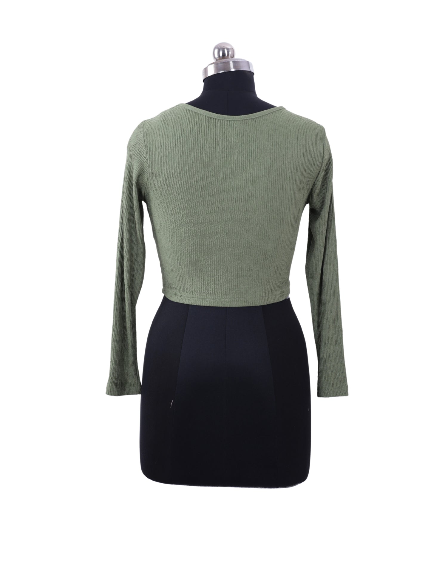 Olive Full Sleeves Crop Top For Womens