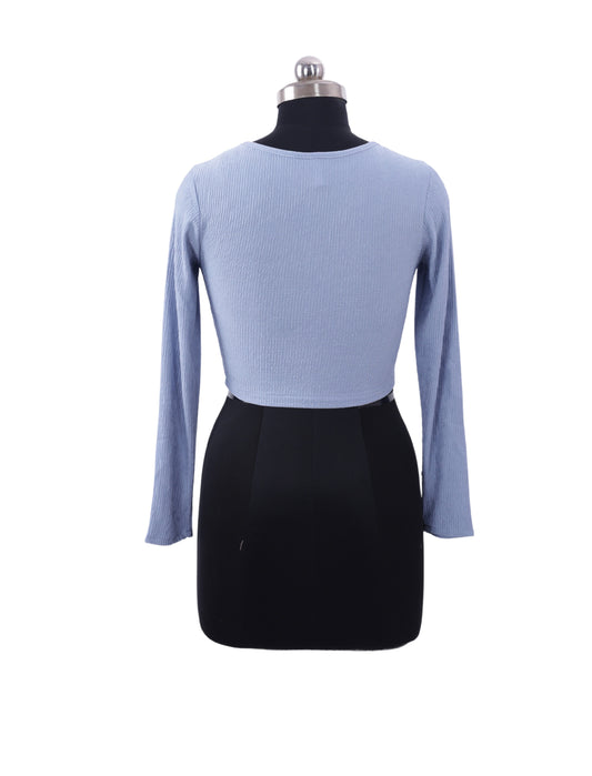 Blue Full Sleeves Crop Top For Women