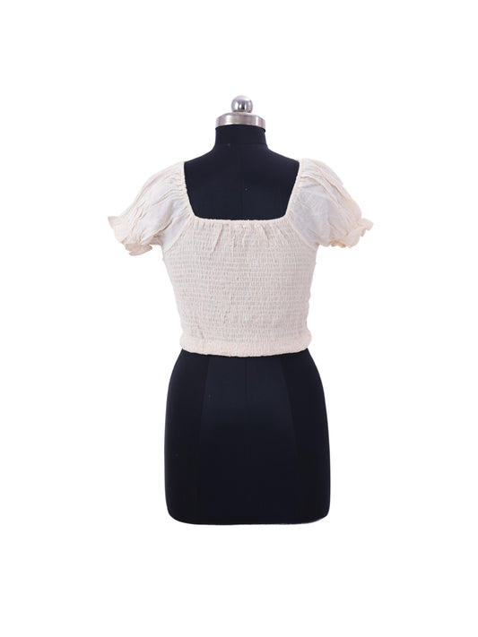 White Deep Neck Top For Womens