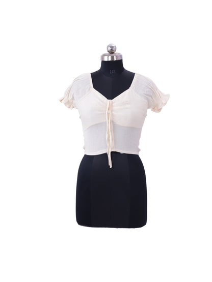 White Deep Neck Top For Womens