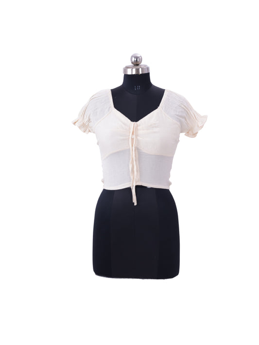 White Deep Neck Top For Womens