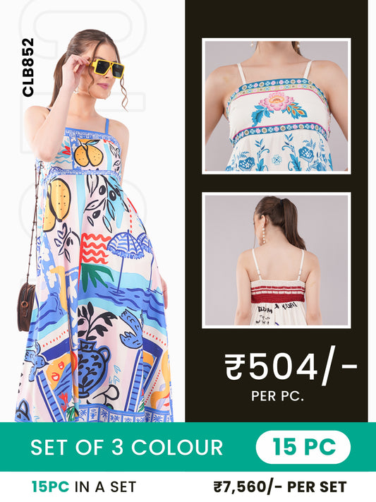 Clobulk Women Dress (Set of 15Pc - 3 Colour)- ₹504/per pc