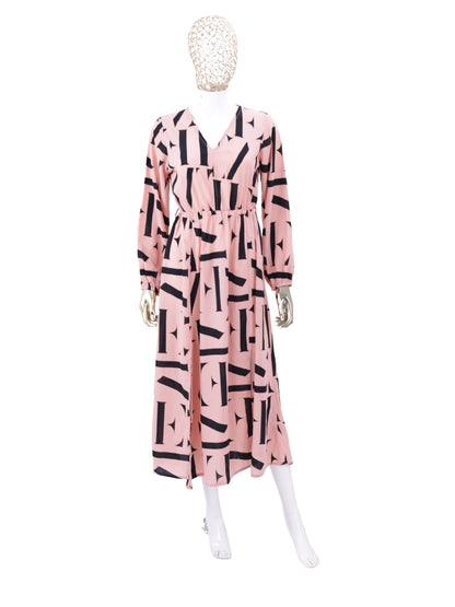 Pink Printed Fancy Dress For Womens
