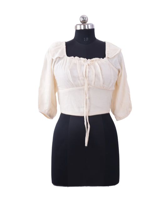 Cream Trendy Top For Womens