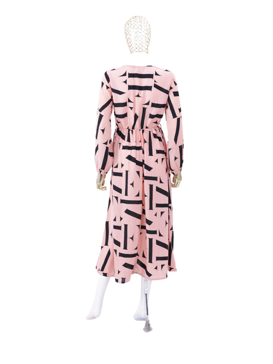 Pink Printed Fancy Dress For Womens