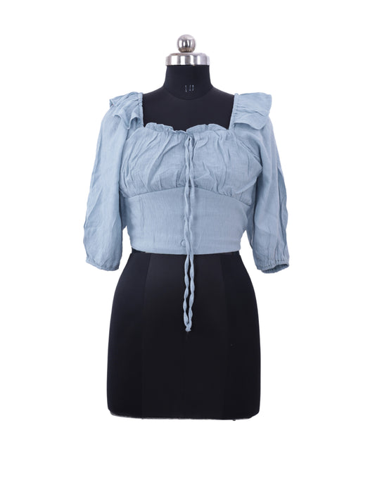 Sky-Blue Trendy Top For Womens