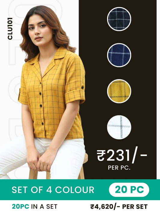 Clobulk Checked Shirt (Set of 20 PC - 4 Colour)- ₹231/ per pc