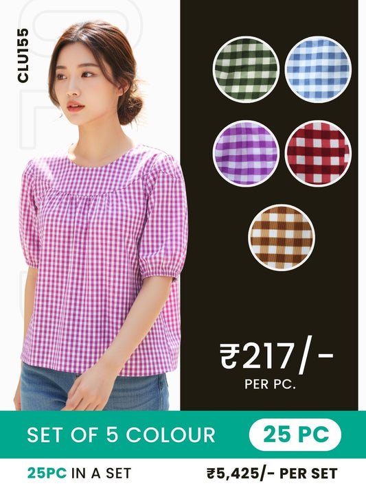 Clobulk Women Top (Set of 25 PC - 5 Colour)- ₹217/ per pc