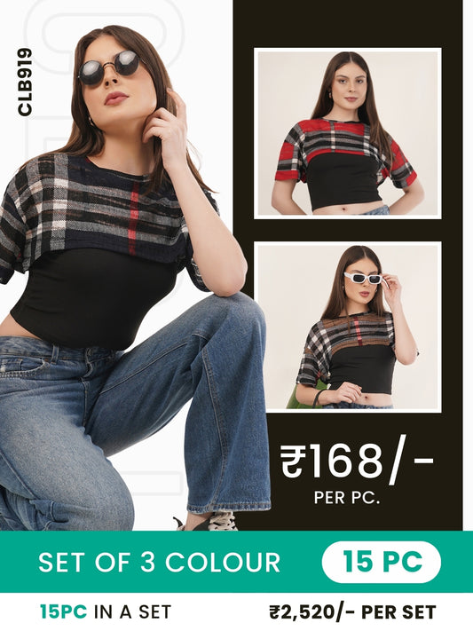 Clobulk Women Top (Set of 15 Pc- 3 Colour)- ₹168/ per pc