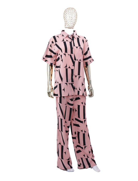 Pink Printed Co ord Set For Women