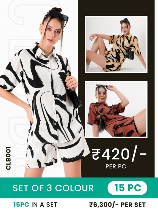 Clobulk Women Co-ord Set (Set of 15Pc - 3 Colour)- ₹420/ per pc